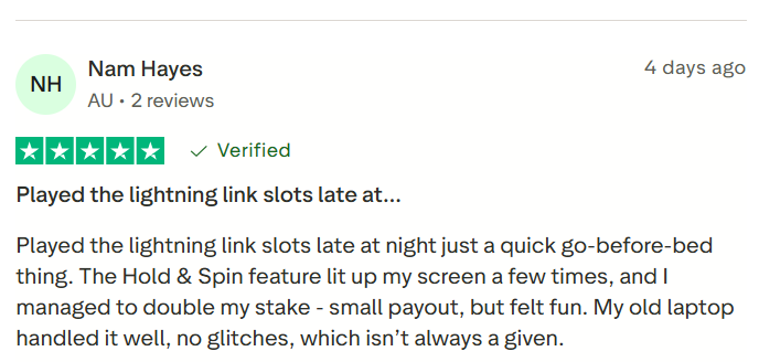 Lightning Link Casino review (Trustpilot) – screenshot 3