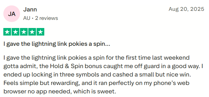 Lightning Link Casino review (Trustpilot) – screenshot 2